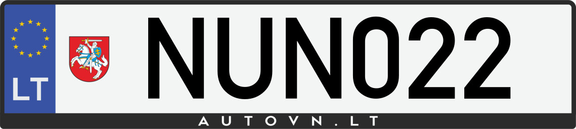Valstybinis numeris NUN022