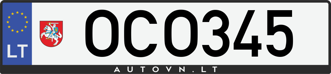 Valstybinis numeris OCO345