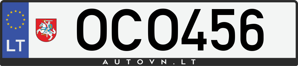 Valstybinis numeris OCO456
