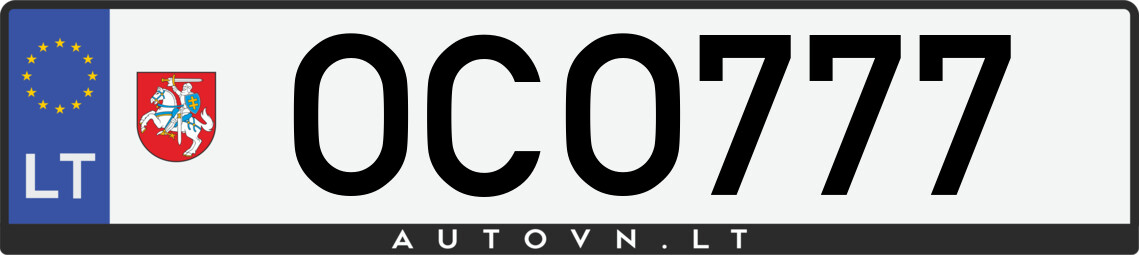 Valstybinis numeris OCO777