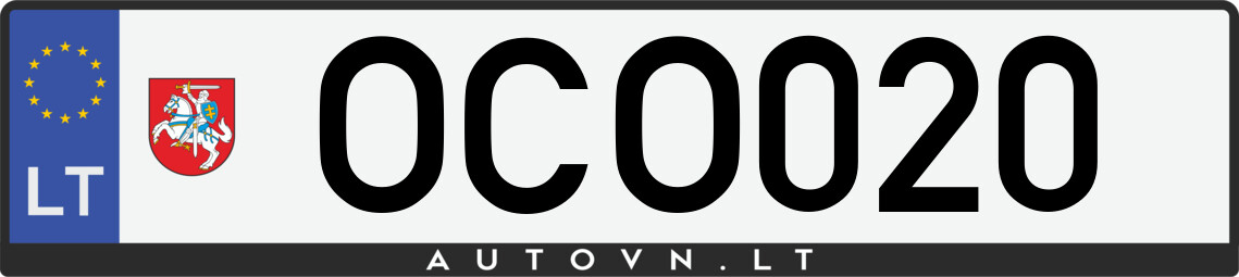 Valstybinis numeris OCO020
