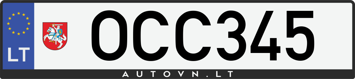 Valstybinis numeris OCC345
